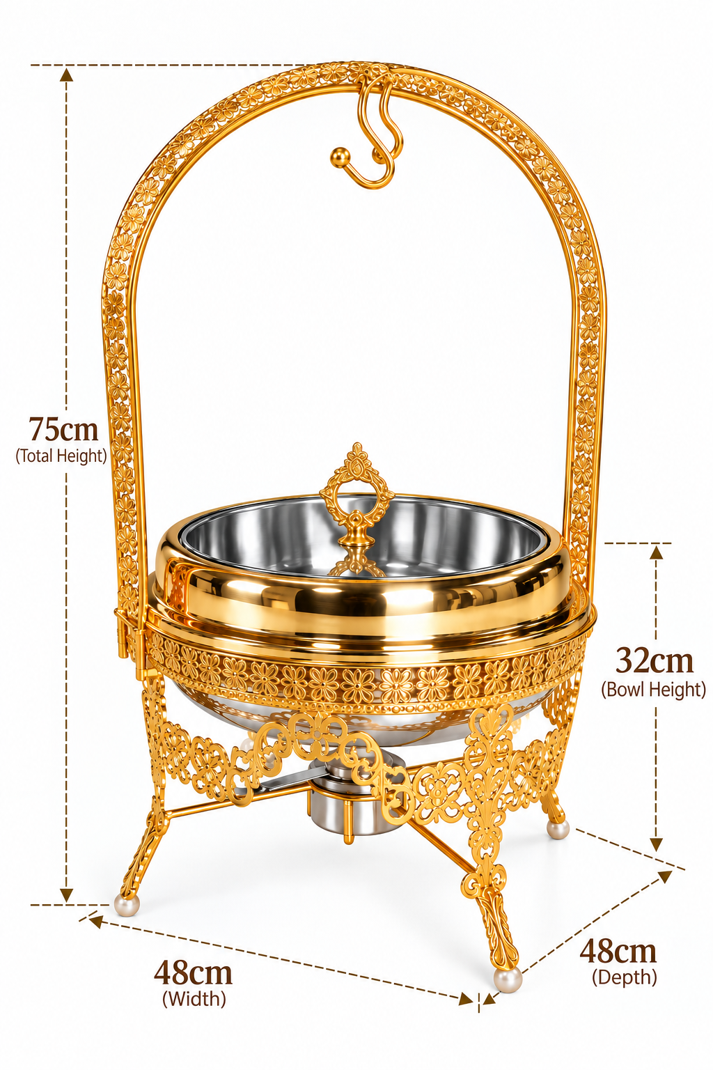 Luxurious Stainless Steel Gold Buffet Chafing Dish 9L - Catering & Events