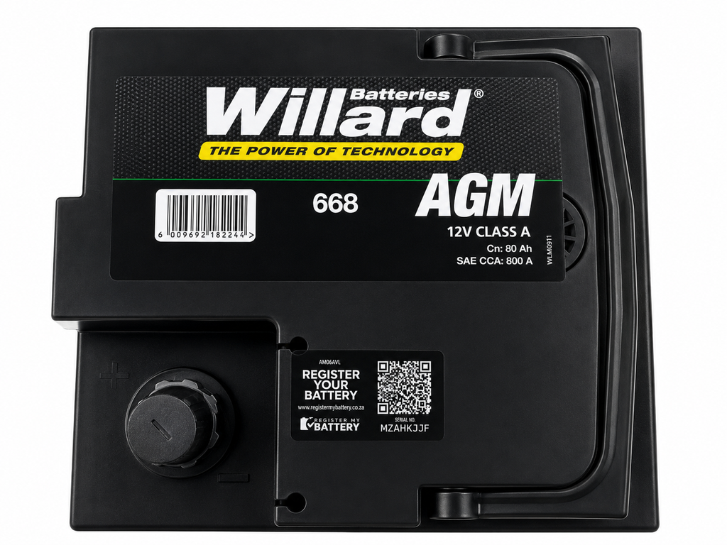 Willard 668 AGM Automotive Battery – 12V 80Ah 800 CCA