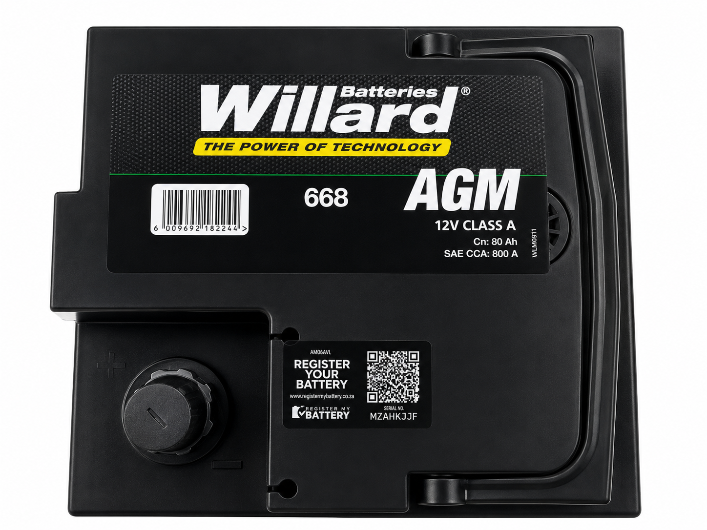Willard 668 AGM Automotive Battery – 12V 80Ah 800 CCA