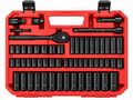 Metric & SAE Socket Set with Ratchet, Deep Sockets & Red Carry Case