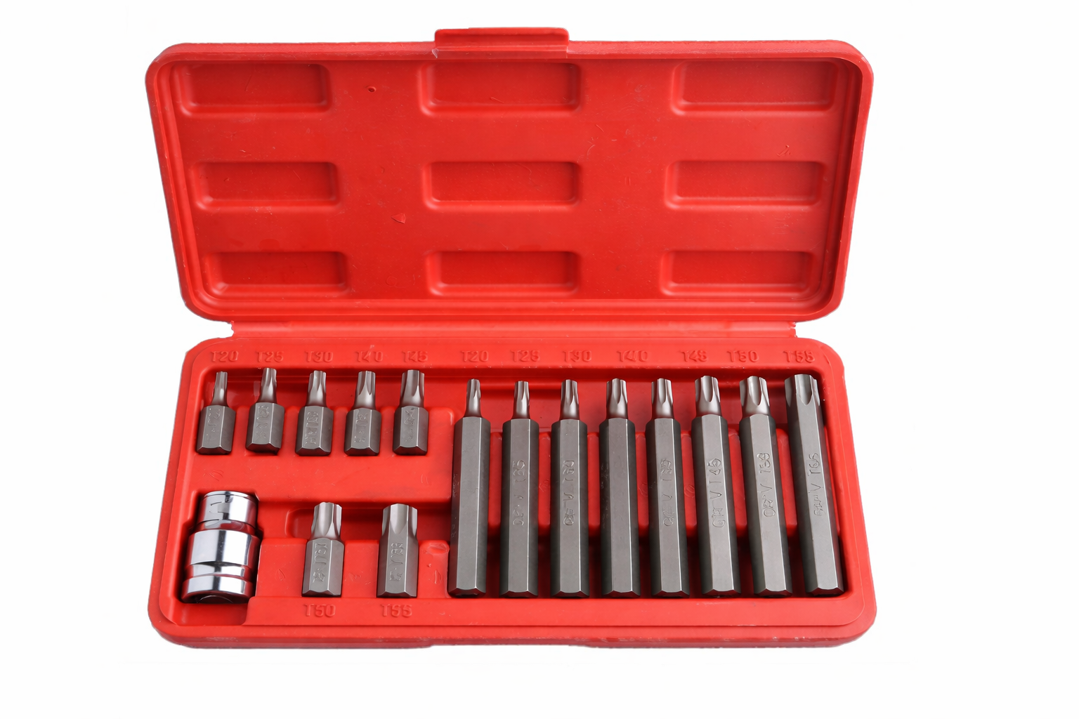 15-Piece Torx Bit Socket Set | 1/2" Drive T20–T55 | Short & Long Bits