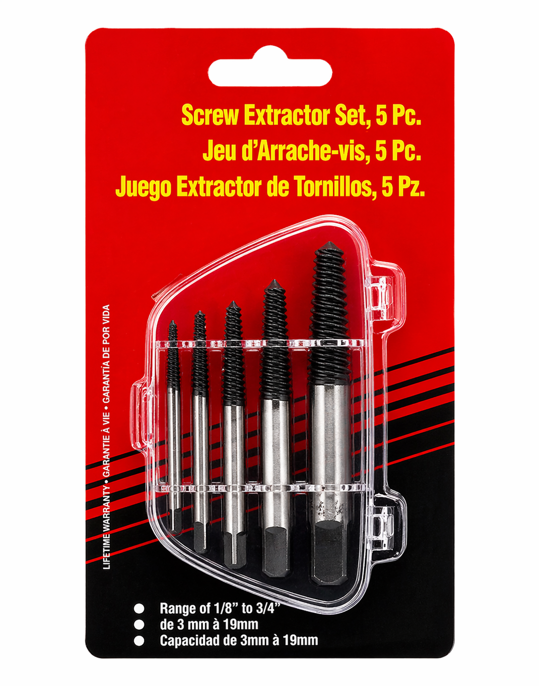 5-Piece Screw Extractor Set | 3mm–19mm | Broken Bolt Remover Tool