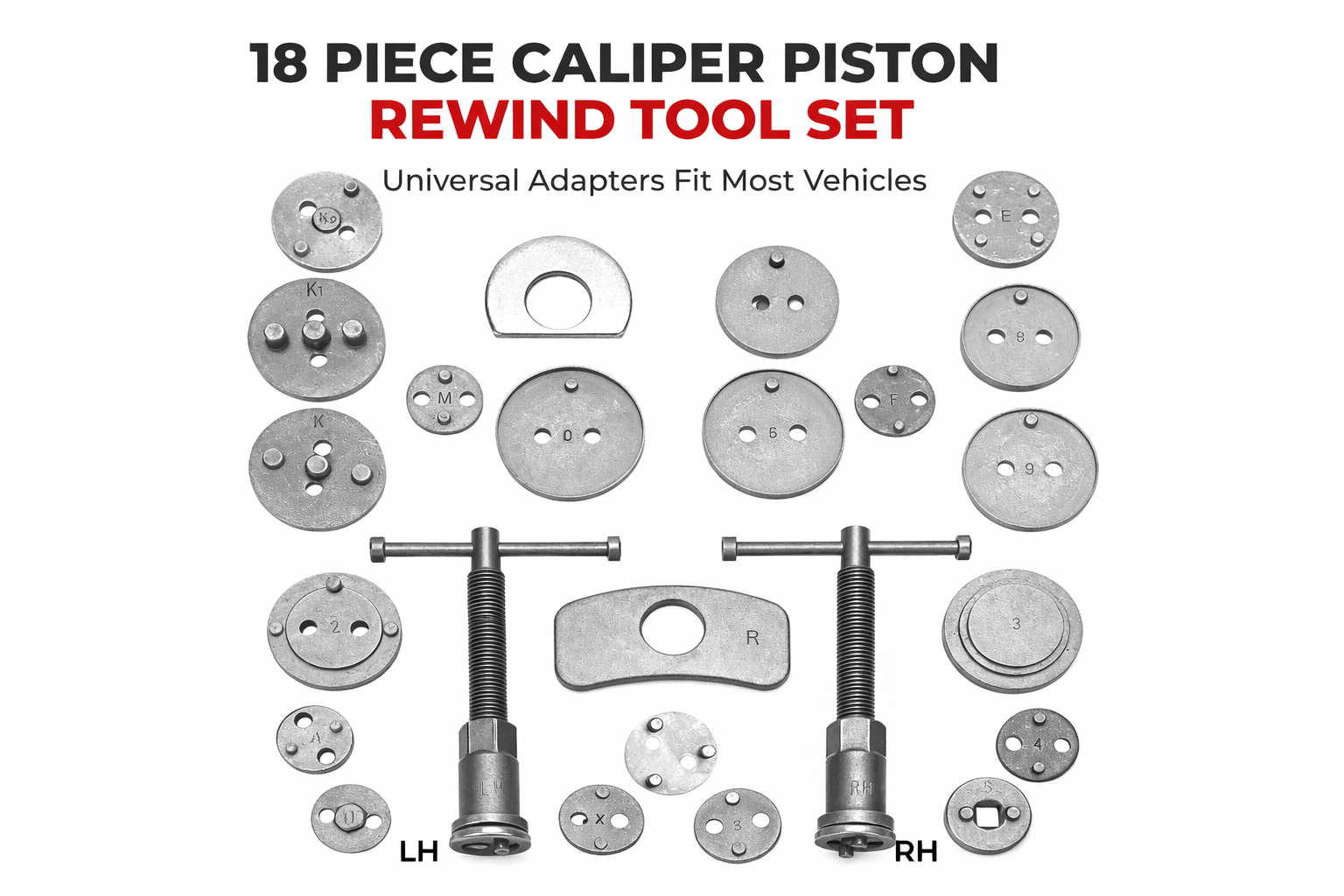 21-Piece Professional Brake Caliper Wind Back & Piston Rewind Tool Kit – Blue – For Disc Brake Service