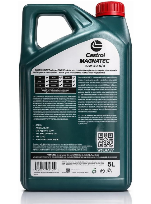 CASTROL MAGNATEC 10W-40 Synthetic Engine Oil for Petrol and Diesel Engines, 5L, Clinging Molecules Technology