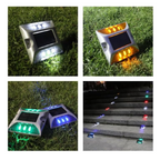 Solar LED Road Stud Light (Yellow Flashing) – Metal Reflector Safety Marker JG689 – alternate view 2