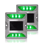 Solar LED Road Stud Light (Green Flashing) – Metal Reflector Safety Marker JG689