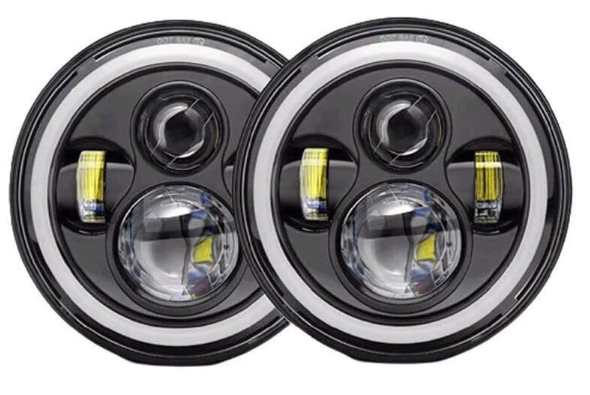 2 Pieces 75W 7 Inch LED Headlight For Jeep and Wrangler Off-Road Work Light
