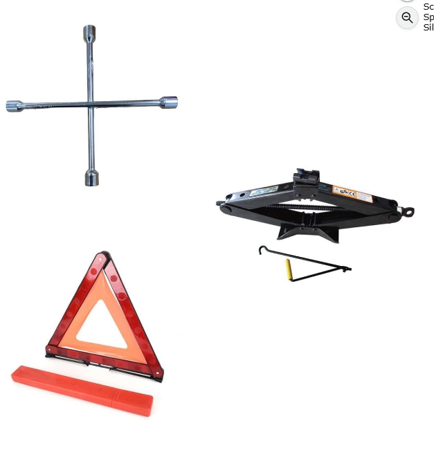 Roadside Emergency Kit | Scissor Jack, 4-Way Wheel Spanner & Warning Triangle