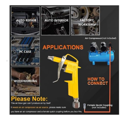 5-Piece Air Blow Gun Kit | Pneumatic Cleaning Tool Set EP-50587