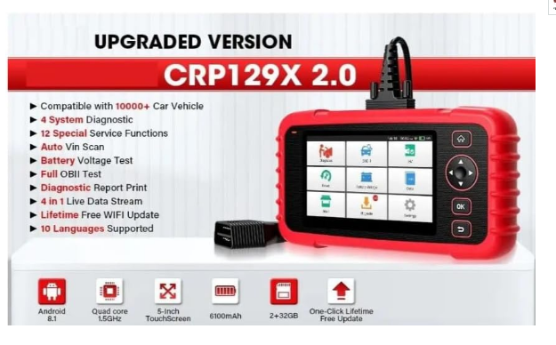 LAUNCH CRP129X V2.0 Advanced OBD2 Diagnostic Tool – Full System Vehicle Scan