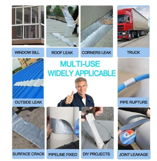 Waterproof Butyl Aluminum Foil Tape (2 Pack) | Crack & Roof Repair Sealant