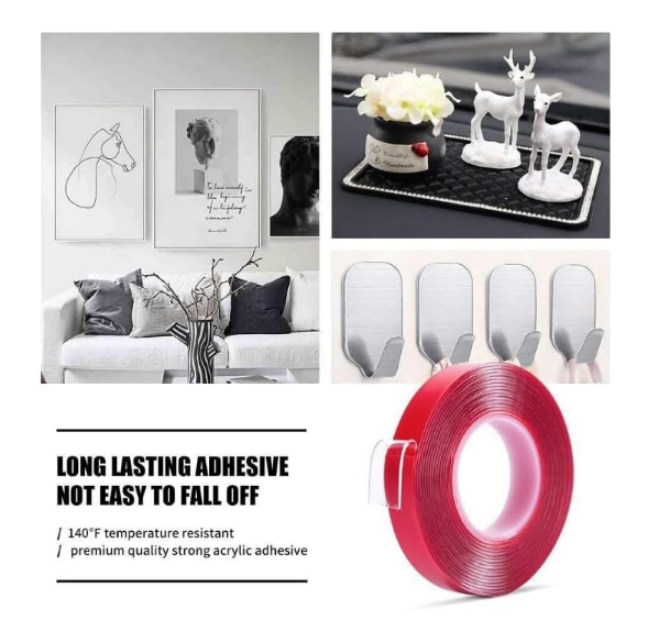 Heavy-Duty Transparent Acrylic Double-Sided Tape 5m | Strong Mounting Adhesive