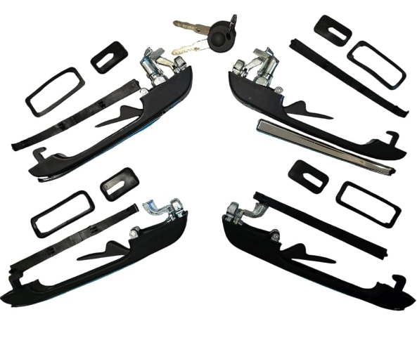 VW Citi Golf Outer Door Handle Set with Key Barrels (1987+) – Black Replacement Kit
