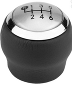 6-Speed Manual Gear Knob Compatible with Toyota Corolla – Silver & Black with Leather-Texture Base and Chrome Finish Top – alternate view 2