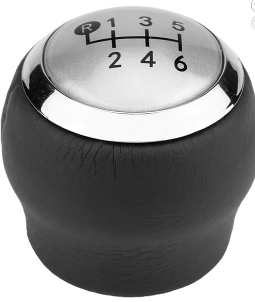 6-Speed Manual Gear Knob Compatible with Toyota Corolla – Silver & Black with Leather-Texture Base and Chrome Finish Top