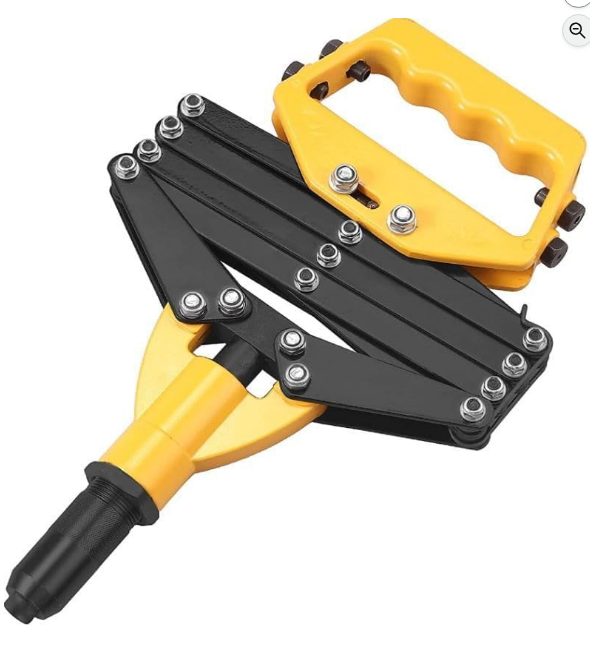 Foldable Hand Riveter, Lazy Tong Design, Black