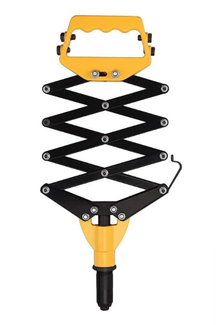Foldable Hand Riveter, Lazy Tong Design, Black