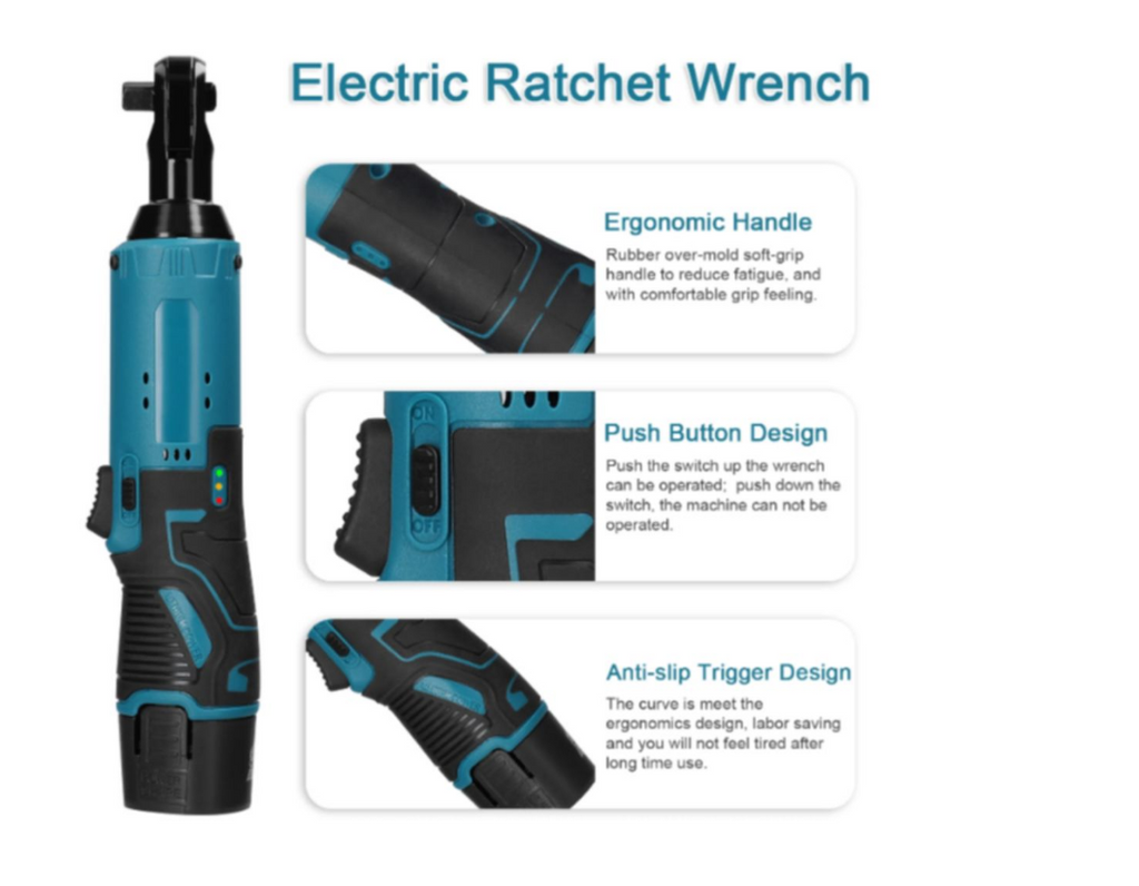 12V Cordless Electric Ratchet Wrench Kit