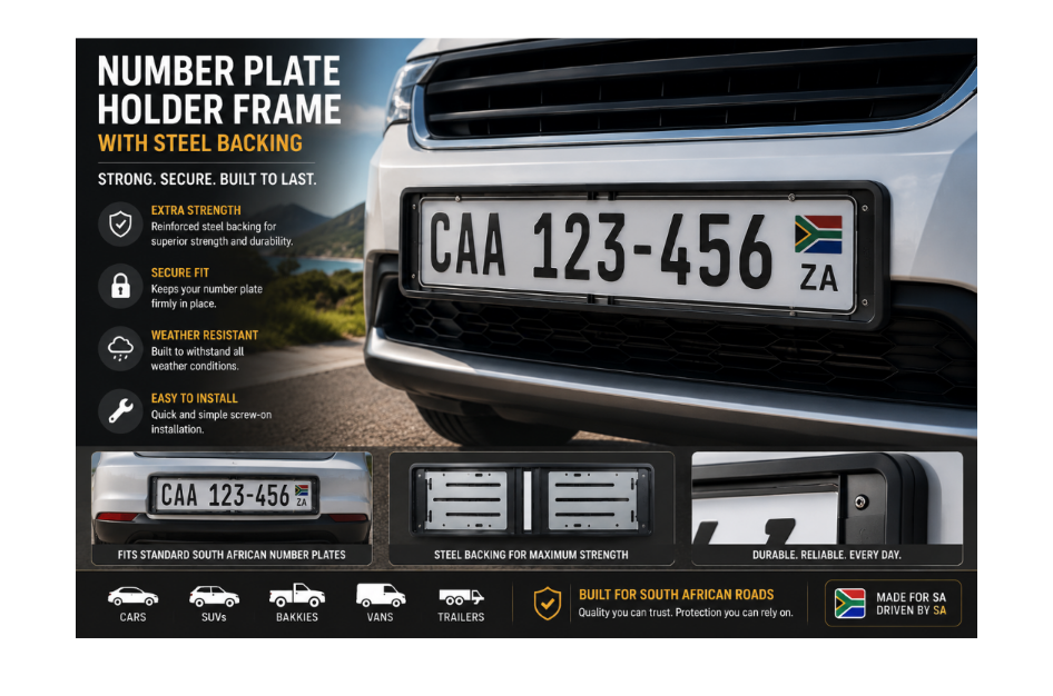 Universal Number Plate Holder Frame with Steel Backing
