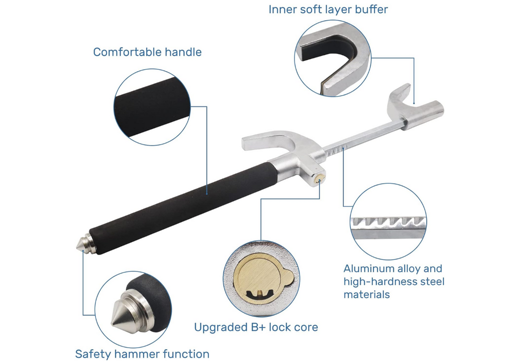 Universal Car Steering Wheel Lock with Window Breaker – Anti-Theft Security Lock – alternate view 3