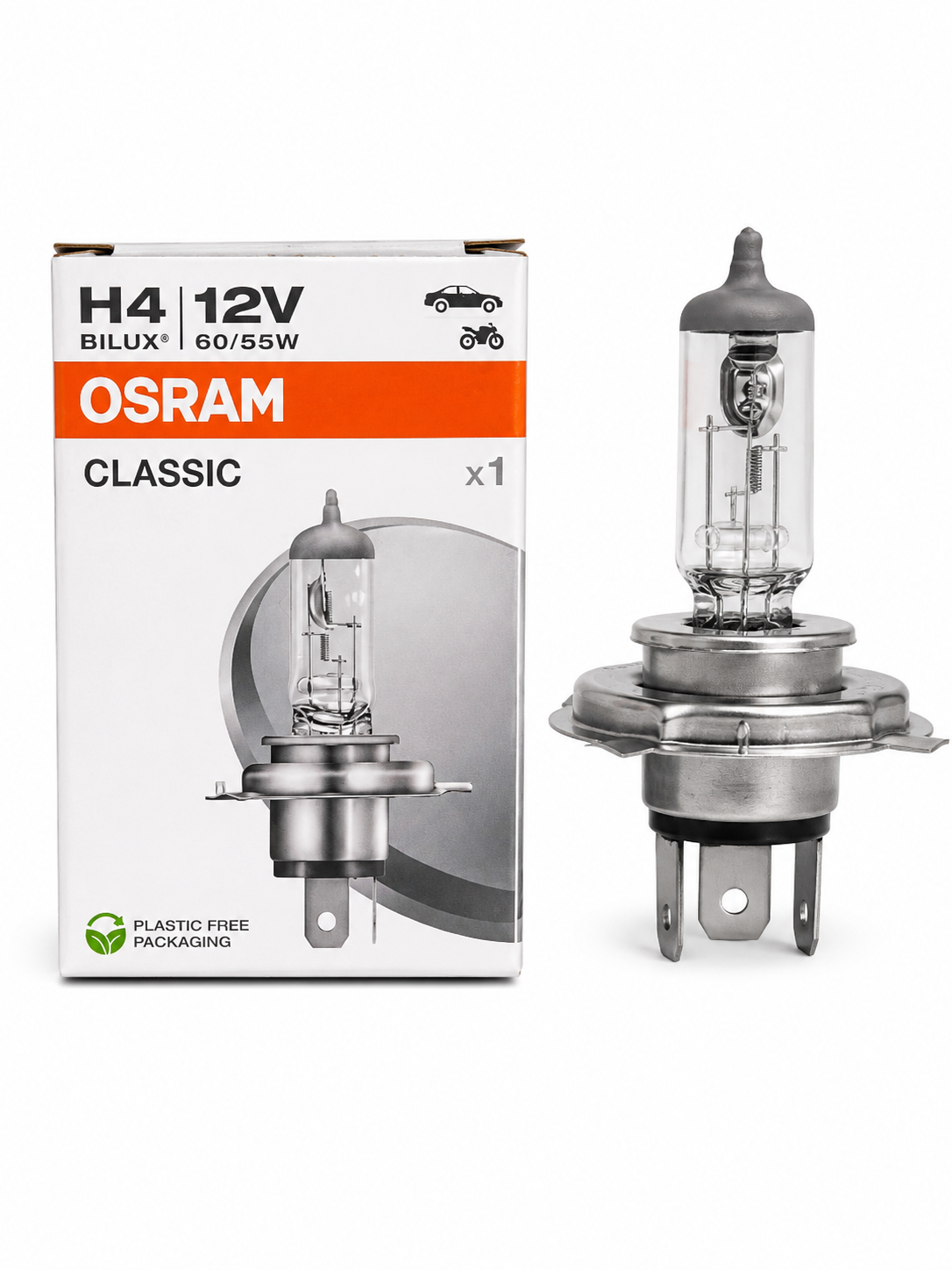 Osram Classic H4 Bilux 60/55W 12V Halogen Headlight Lamp - Single unit