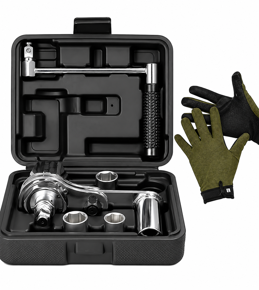 1/2" Torsional Torque Multiplier Wrench Lug Nut Remover with Gloves