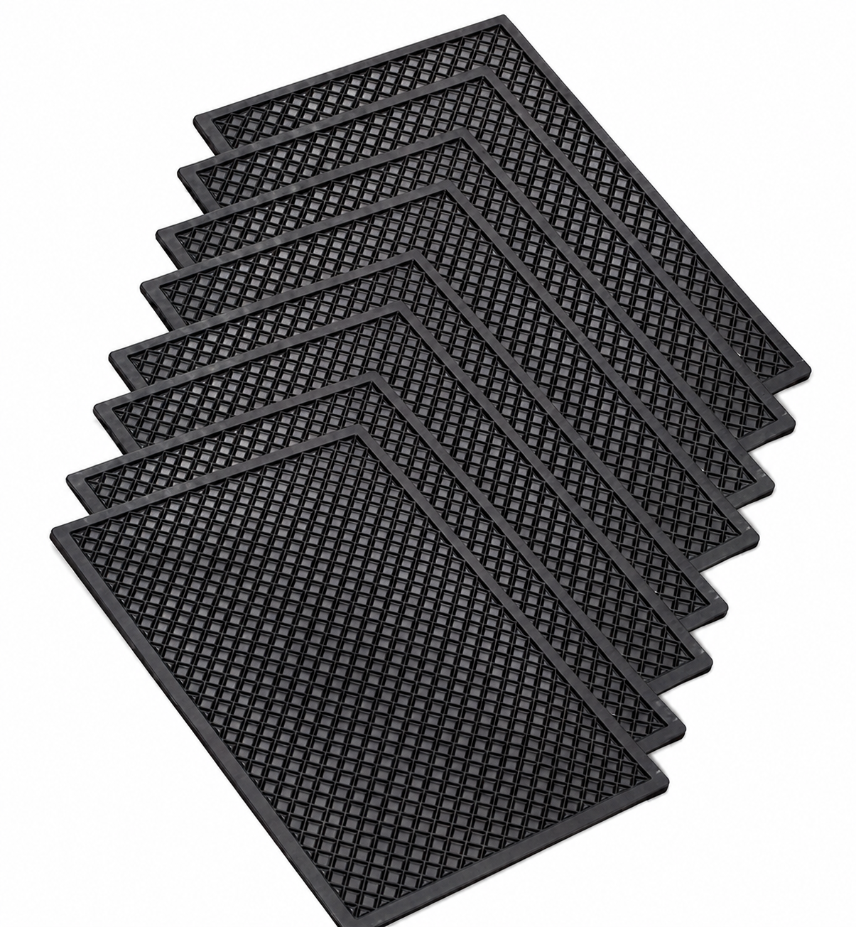 Rubber Boot Trays, Grey, Diamond Pattern, Multi-Purpose Indoor Outdoor Mats, 8 Pack