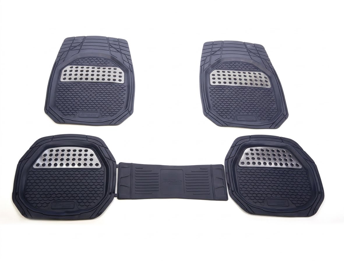 5 Piece Universal Trimmable Rubber Car Floor Mat Set – Heavy Duty Anti-Slip All-Weather Vehicle Mats