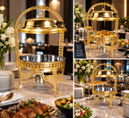 Luxurious Stainless Steel Gold Buffet Chafing Dish 9L - Catering & Events