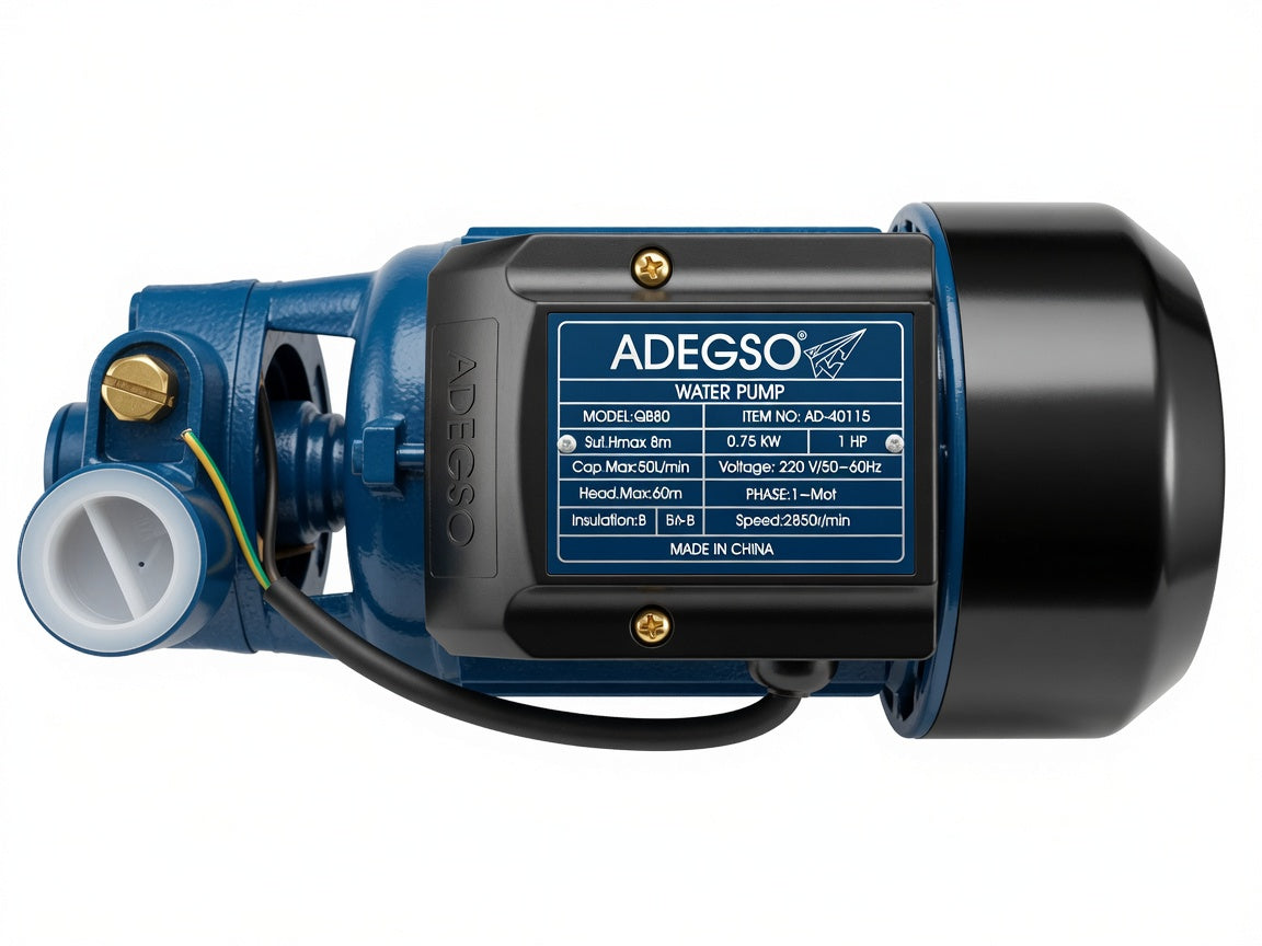 QB80 1HP Water Pump For Household water pressure boosting,Garden irrigation,sprinkler systems,Water transfer from tanks, boreholes, or swimming pools Small fountains and water features
