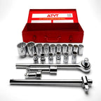 21-Piece 3/4" Drive Socket Set – Heavy-Duty Ratchet & Large Sockets (19–50mm)
