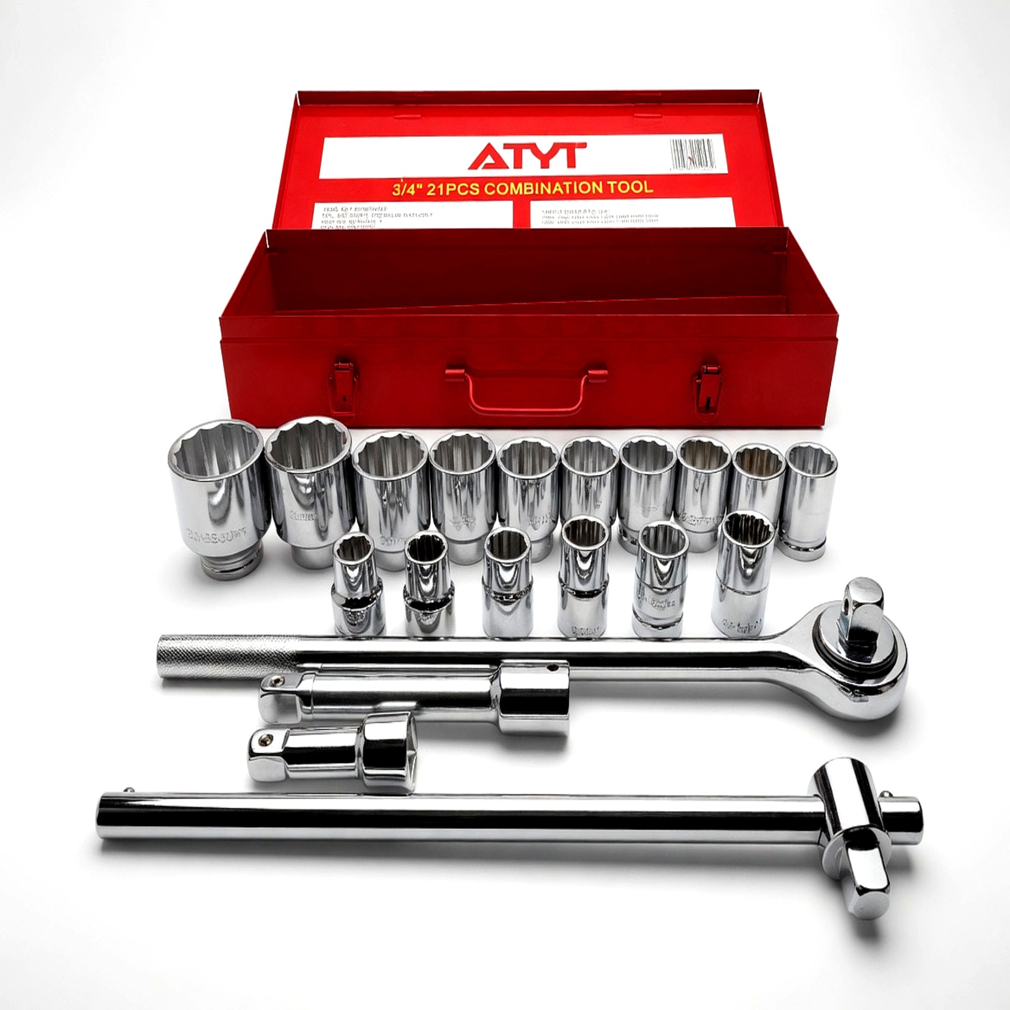 21-Piece 3/4" Drive Socket Set | Heavy-Duty Ratchet & Large Sockets (19–50mm)